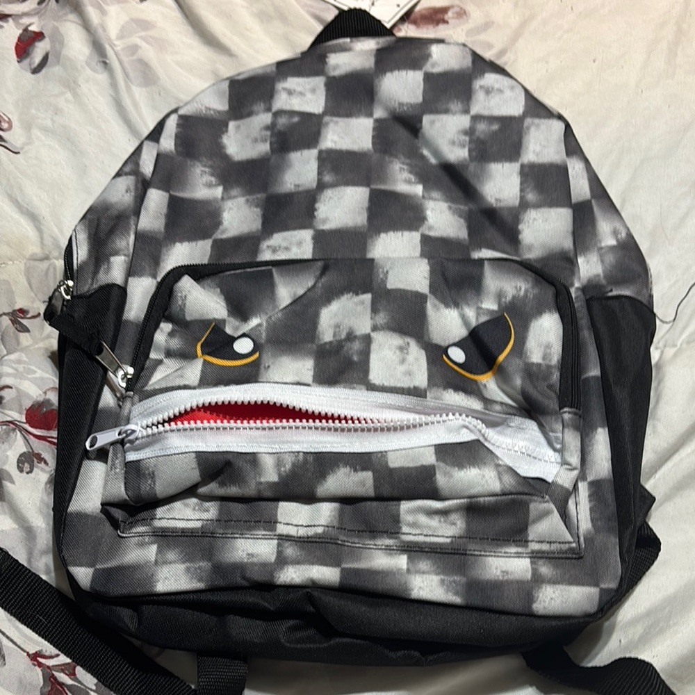 Checkered Black and Gray Backpack